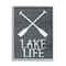 Stupell Industries Nautical Blue Lake Life Phrase Rustic Boat Oars Gray Framed Wall Art